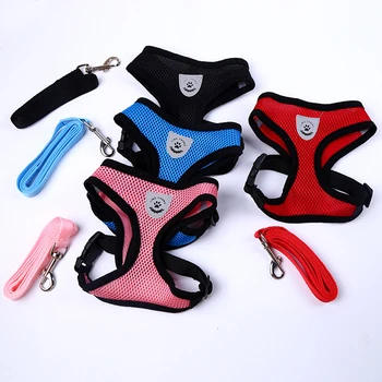 

Breathable Mesh Small Dog Pet Harness and Leash Set Small Dog Cat Leash and Collars Leash Adjustable Chest Vest Dog Accessories