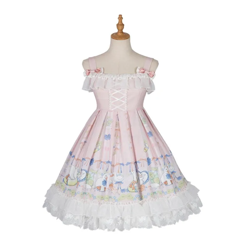 

Lolita Dress Lemon Duck 3D Print Chiffon Dress Ruffles Straps Lolita JSK Dress
