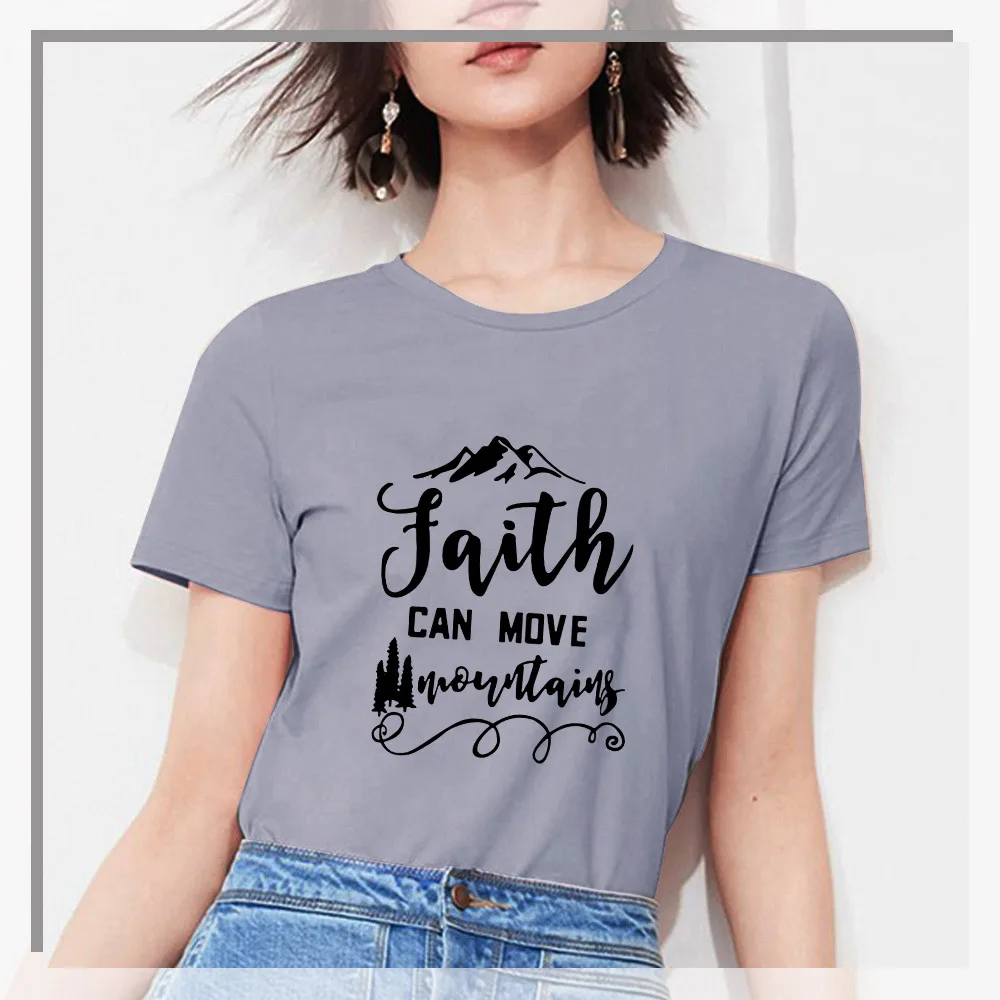2QIMU Faith Can Move govers футболка модная женская вдохновляющая Религиозная Христианская Футболка Топ Повседневная графическая хипстерская хлопковая футболка