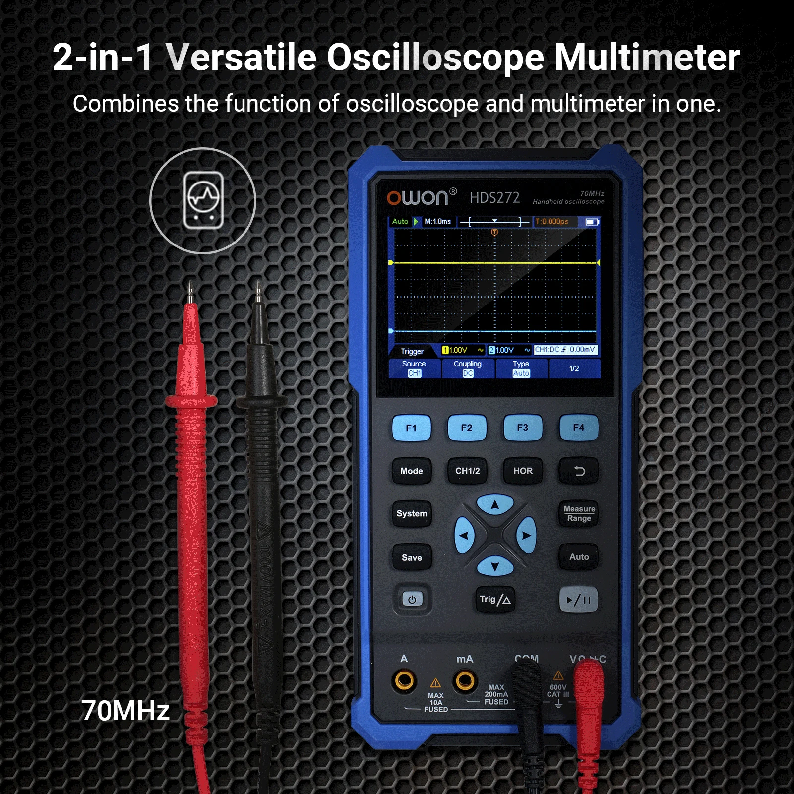 OWON HDS272 2 in 1 Handheld Oscilloscope Multimeter Digital