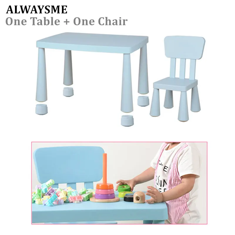 

ALWAYSME 1 Table + 1 Chair Good Kids Table And Chair Set Play Toy Desk ,Building Block Table ,For Kids’ Learning ,Write,Eat,Play