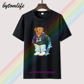 

2020 Retro Polos Limited Edition Lauren Bear Print Black Casual T Shirt Clothes Cotton Tees Amazing Short Sleeve Unique Men Tops
