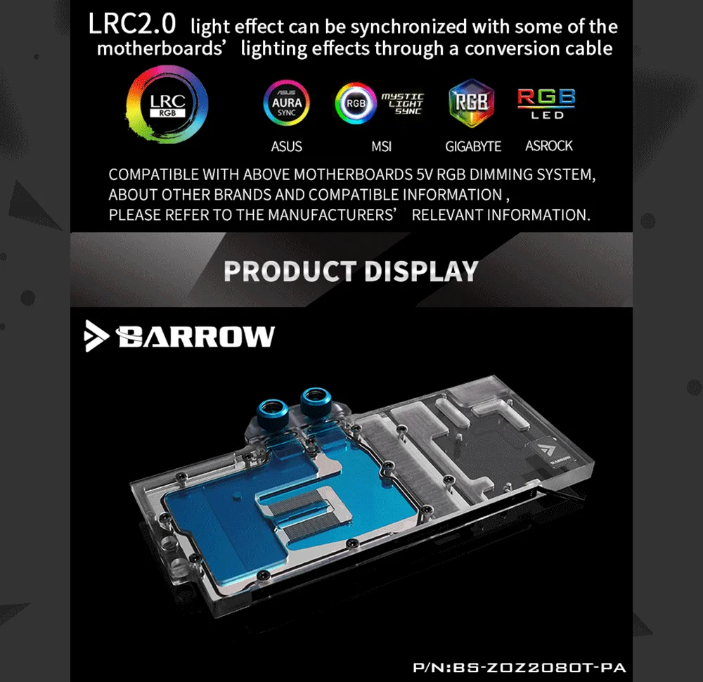 Курган BS-ZOZ2080T-PA, полное покрытие графика карты водяного охлаждения блоки, для Zotac RTX2080Ti 11GD3 PGF OC14