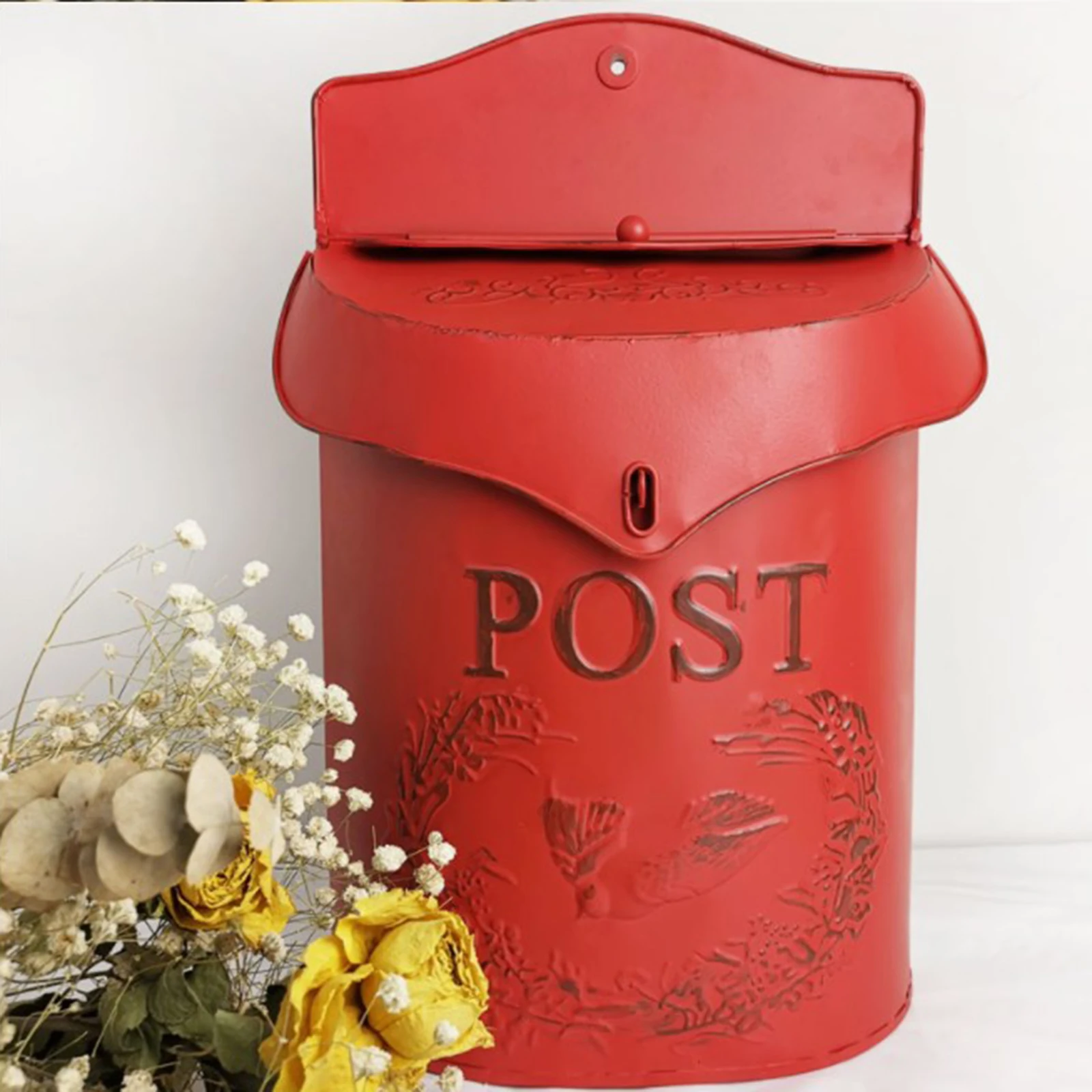 European Retro Sealed Newspaper Letter Box Metal Wall Hanging Lockable Mailbox Cafe Home Decoration for wall mounted mailbox,post mount mailbox,miniature mailbox