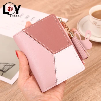 

Geometric Tassel And Rabbit Decoration Leather Wallets Women High Quality Phone Pocket Purses Fashion Hasp Design Clutch Wallets