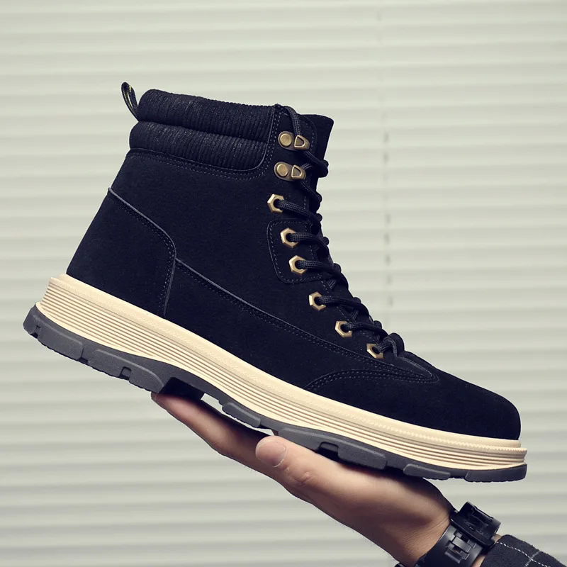 

Microfiber Men's casual boots Adult Keep warm Men work boots classic Lace-up Basic boots fashion men's boots Brand Pop Sale bn7