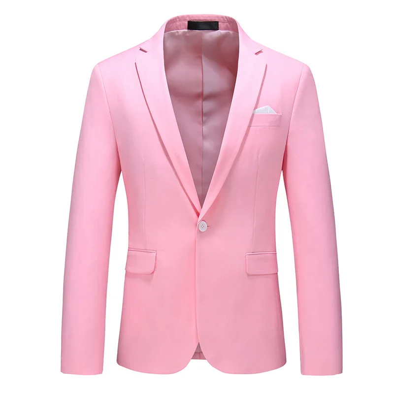 Single Button Men's Blazer Fashion Slim Men Suit Jacket Wedding Dress Coat Asian Size