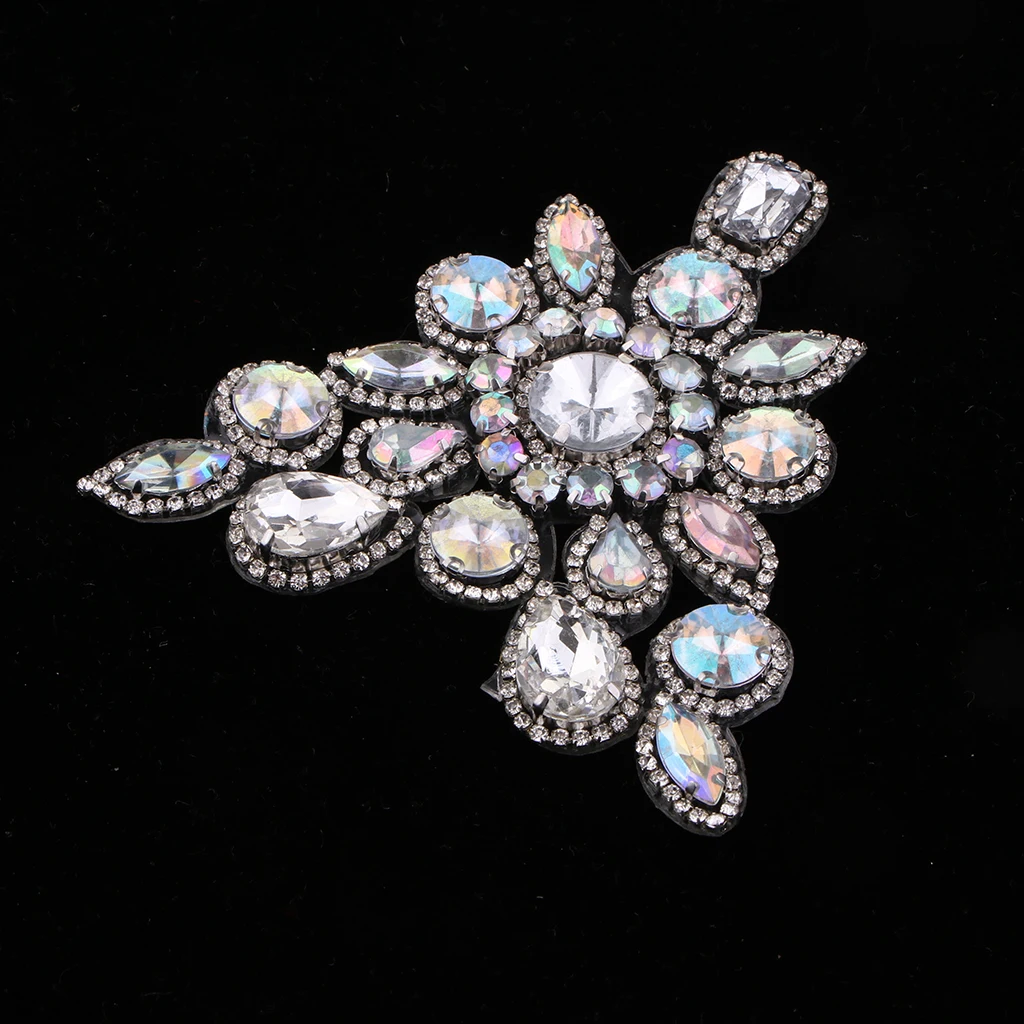 Silver AB Sew Rhinestone Applique Trim for Wedding Bridal Dress Sash Decoration Home Textile Furnishing Accessories