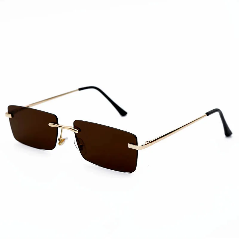Без оправы прямоугольные Солнцезащитные очки женские винтажные Роскошные брендовые Instagram UV400 женские очки - Цвет линз: c5