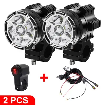 

Motorcycle Headlights 12v External Always Bright Burst Flash Waterproof Six Lamp Beads Aluminium Alloy LED Headlamp +Wire Harnes