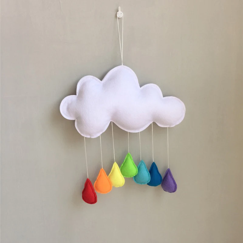 

Nordic Felt Cloud Raindrop Ornament Kids Room Nursery Decorations Handmade Tents Wall Hanging Home baby Shower Party Decor Photo