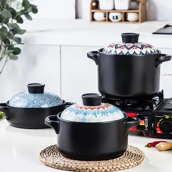 

Double ear casserole for open fire underglaze color stewing in a stuffy pot uniform heating easy to clean kitchen pots cooker