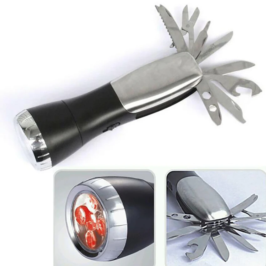 10 in 1 Auto Emergency Tool & Flashlight with Red Light Warning