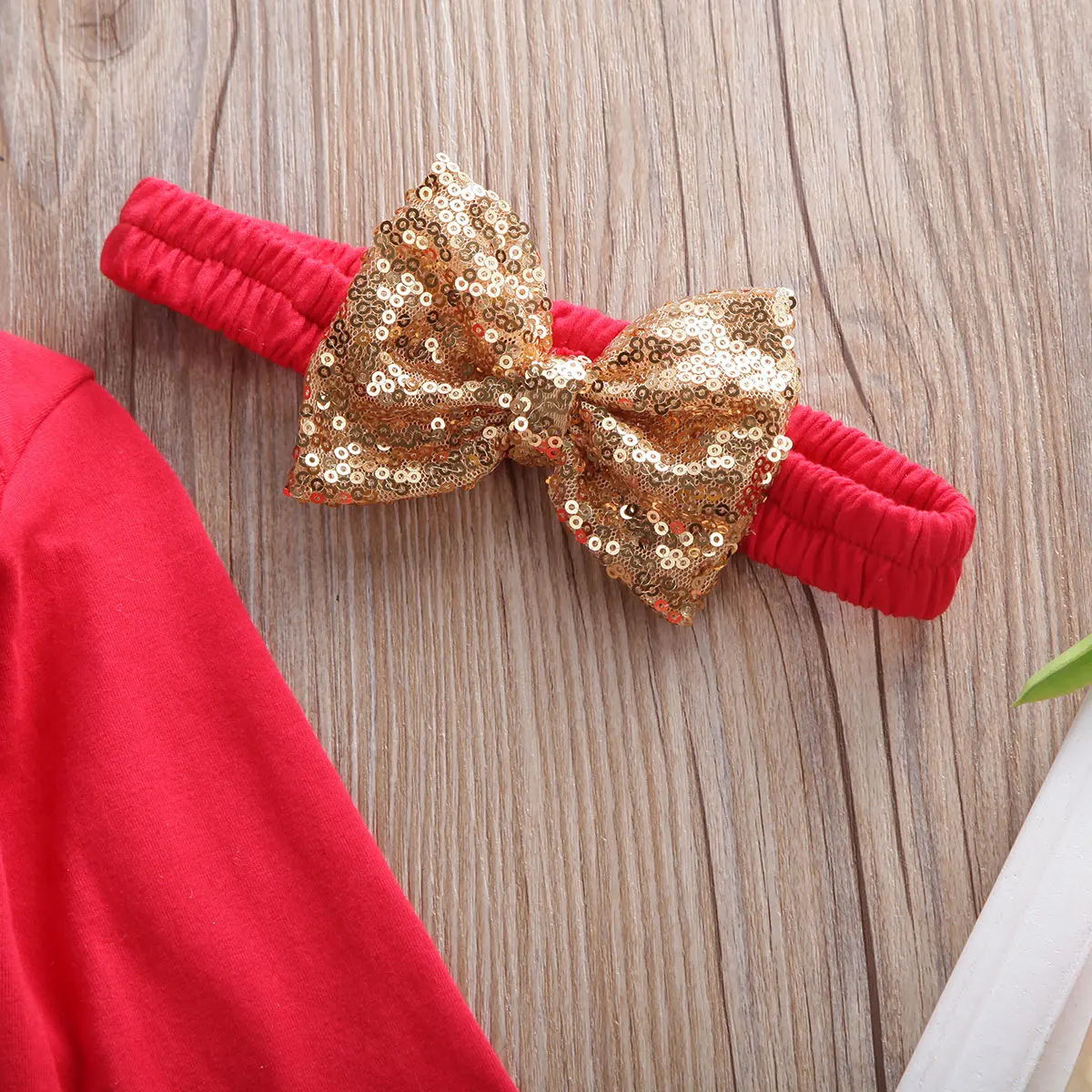 Focusnorm/комплект из 3 предметов для новорожденных девочек 0-18 месяцев, красный комбинезон с надписью «My 1st Christmas», юбка-пачка повязка на голову, комплект одежды для девочек