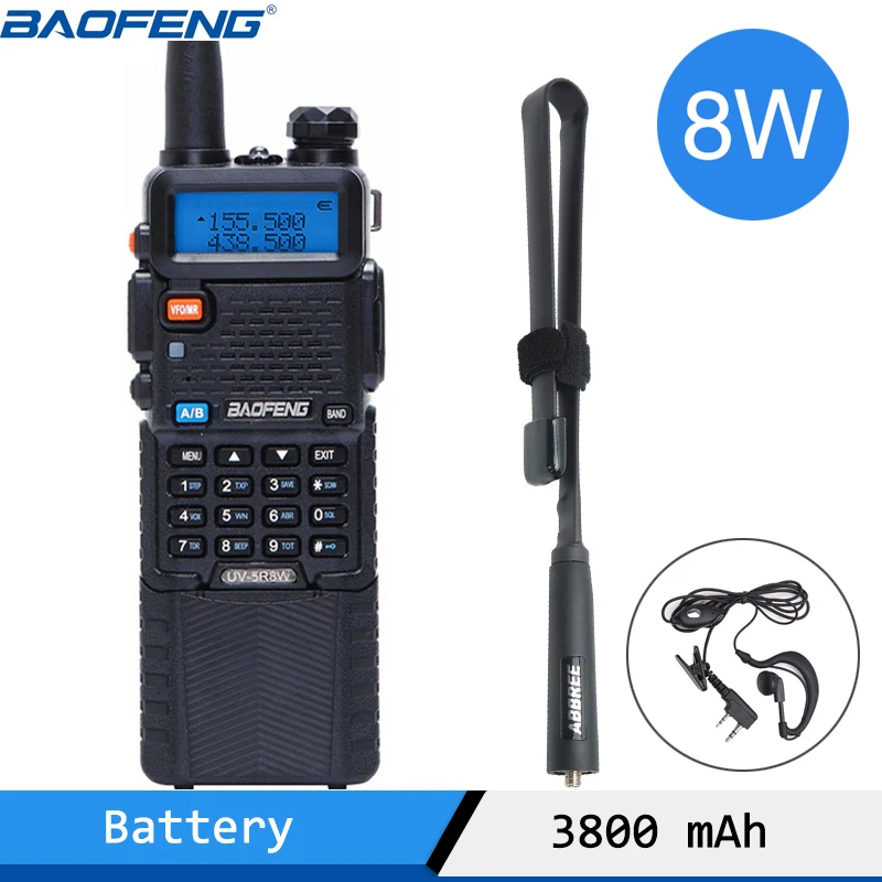 Портативная рация Baofeng UV-5R 8 Вт мощная 3800 мАч 10 км 50 дальность действия UV5r
