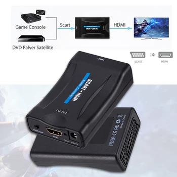 

Scart to HDMI Upscaler Converter Video Adapter 1080P HD Converter Support NTSC PAL Output for HD TV DVD Video Audio Upscaler
