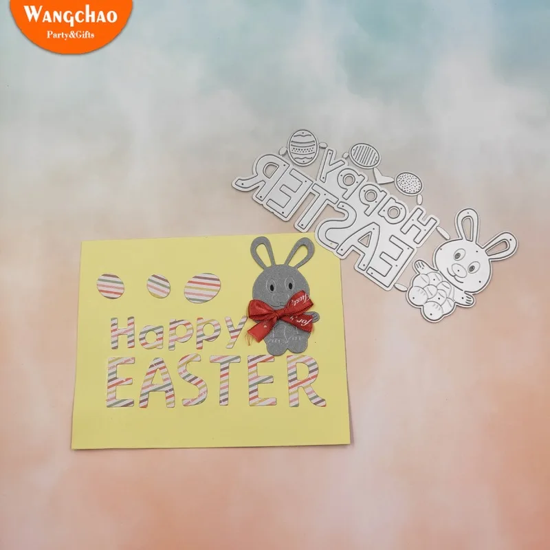 

Happy Easter Cutting Dies Rabbit Eggs Metal Dies Cutting Stencil DIY Scrapbooking Paper Card Embossing Die Festival Supplies