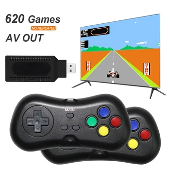 

USB Wireless Handheld TV Video Game Console Build In 620 Classic 8 Bit Game mini Console Dual Gamepad AV Output