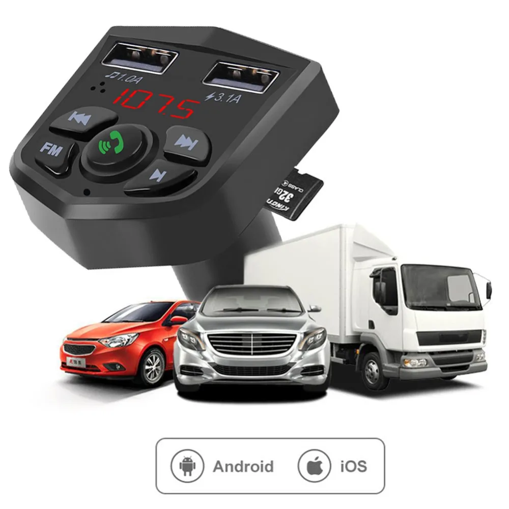 Bluetooth 5,0 Handsfree автомобильный mp3 комплект 3.1A Быстрый двойной usb зарядный порт lcd Цифровой вольтметр TF карта U диск AUX плеер(803E