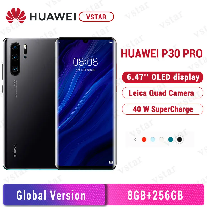 Глобальная версия Huawei P30 Pro мобильный телефон 6 47 дюймов OLED 8 Гб 256 Kirin 980 Octa Core 40 Вт