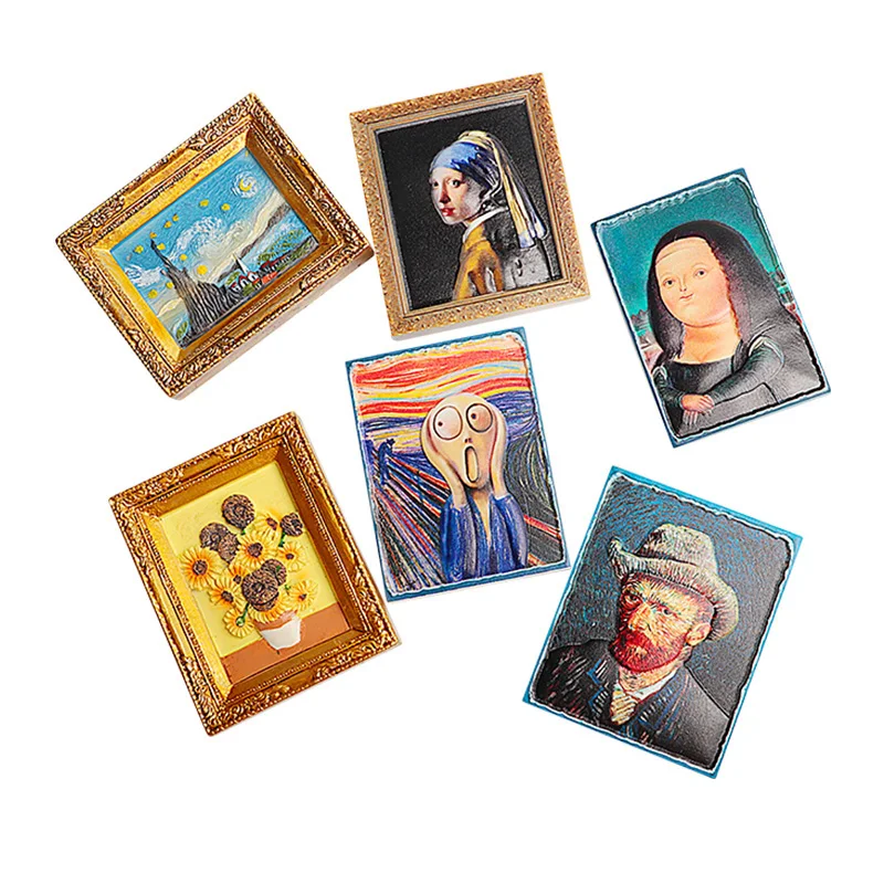 Mona Lisa van gogh Sunflower World famous paintings 3d refrigerator magnetic stickers fridge magnets home decoration collection magnetic fridge magnets magnetic sticker magnetic fridge stickers refrigerator decor