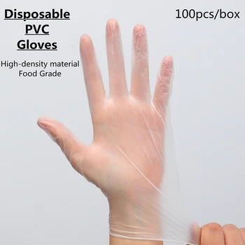 

100 PCS PVC Disposable Examination Gloves Powder-Free Health For Food Touch Screen Work Protective Isolation