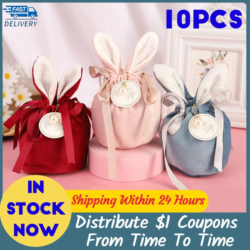 10PCS Velvet Easter Bags Cute Bunny Gift Packing Dropshipping Rabbit Valentine Candy Wedding Birthday Party Decoration 2022 |
