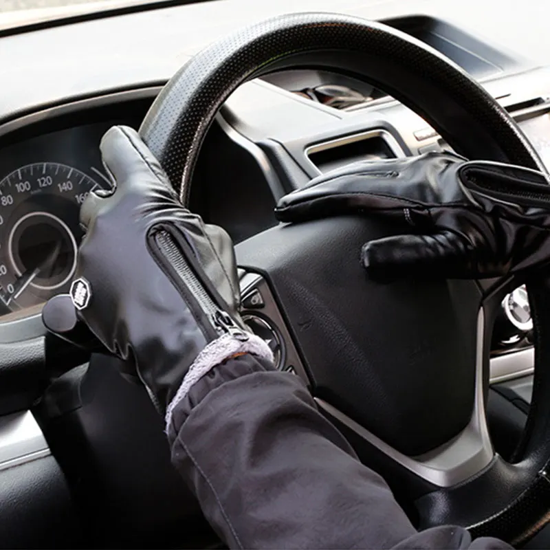 Зимние перчатки из искусственной кожи с сенсорным экраном водонепроницаемые на