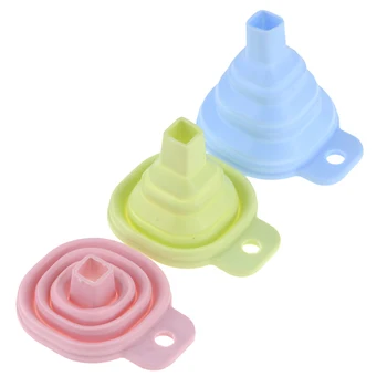 

1pc Blue/Pink/Green Creative Retractable Household Silica Gel Mini Funnel Hung Household Liquid Kitchen Tools