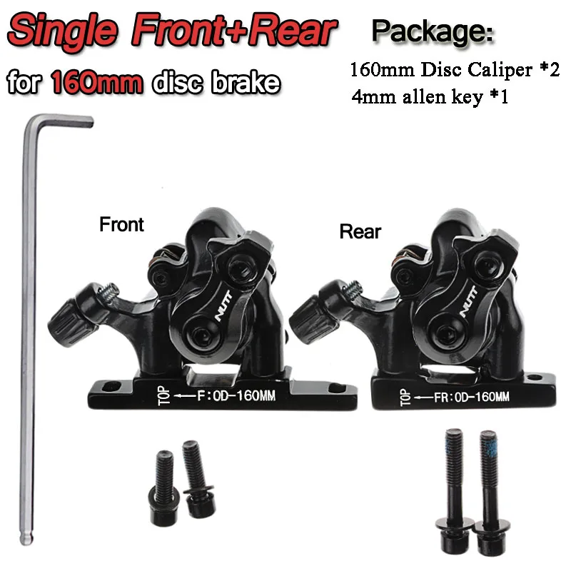 Single 160mm pair NUTT BMX дисковый тормозной суппорт для шоссейного велосипеда 140, 160 мм, двойное механическое действие, с плоским креплением, 6 роторов, велосипедный передний и задний - Цвет: Single 160mm pair