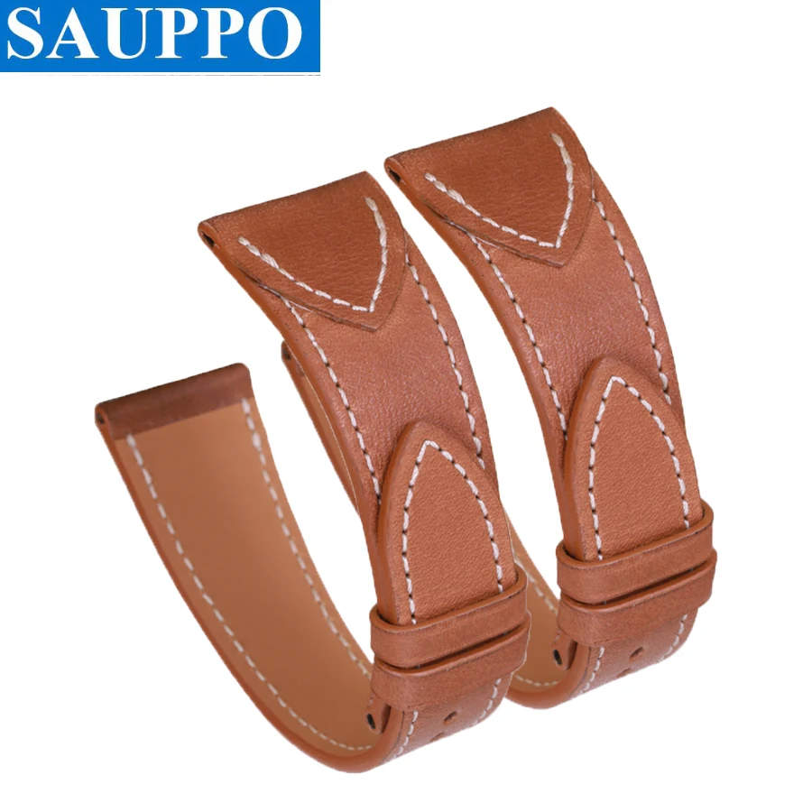 SAUPPO совместим с Hermes AR4.910.220 AR4.910 желтовато-коричневый коровья кожа ремешок для