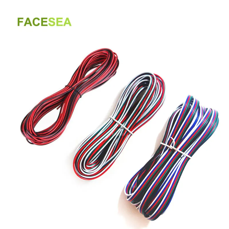 10m/20m/50m 2pin 3pin 4pin 5pin electrical Extension wire 22awg copper insulated Connector Cable For RGB LED Strip Tape | Обустройство