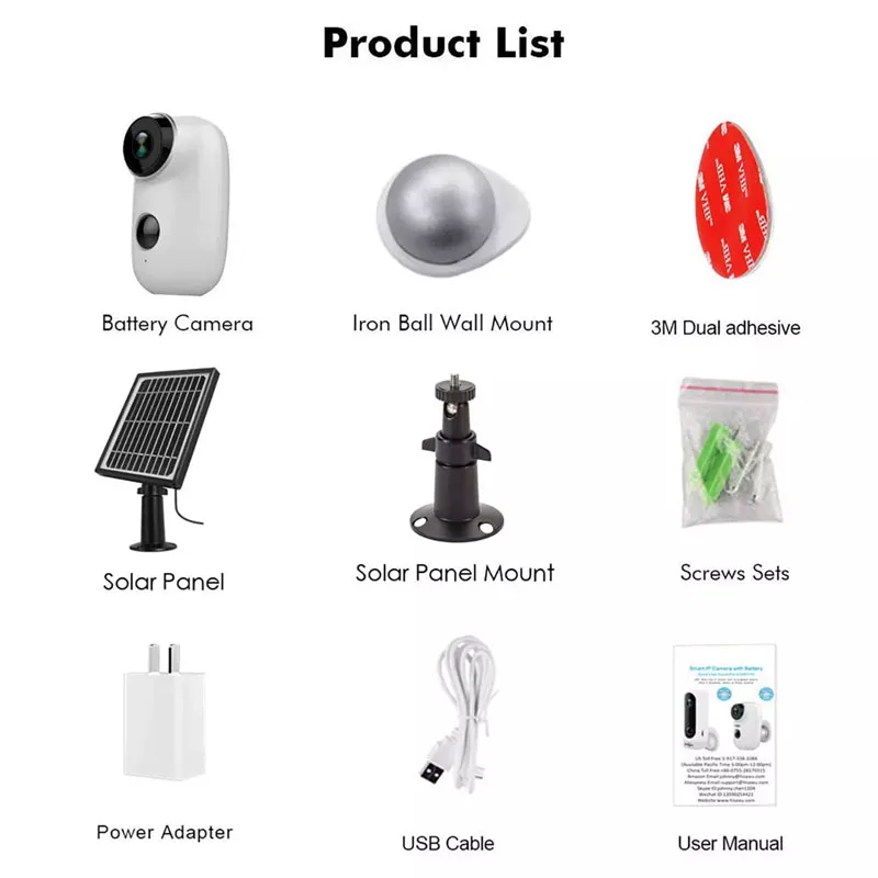 8WiFi IP Security Camera 1080p Rechargeable Outdoor Battery Powered Solar Panel C