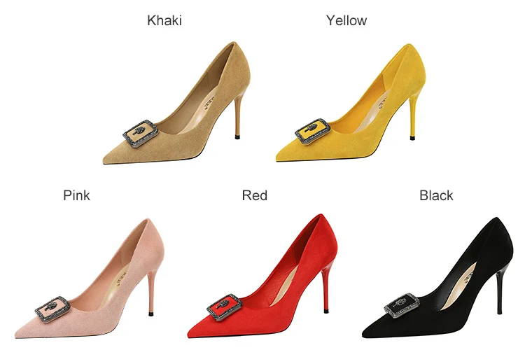 Г., новые весенние женские туфли-лодочки модная пикантная женская обувь на высоком тонком каблуке с острым носком и металлическим украшением обувь на высоком каблуке цвета хаки