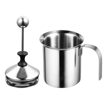 

400/800ml Manual Milk Frother Stainless Steel cappuccino Milk Creamer Double Mesh Milk Jugs Egg Beater Kitchen Tool