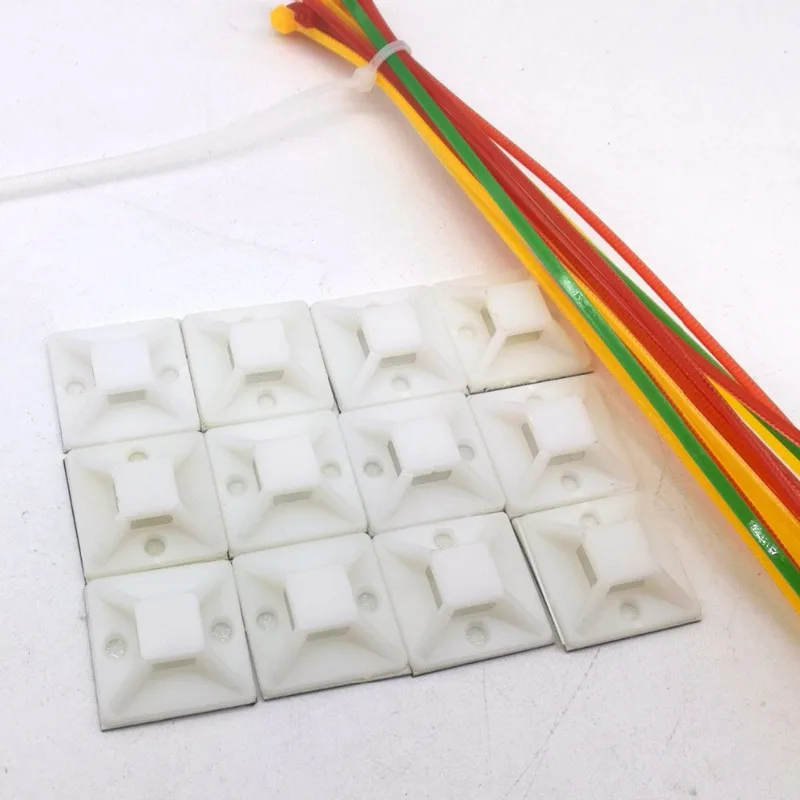 50PCS 25mm White Z25 x 25 mm Square Self-Adhesive Cable Tie Mount Base Cable tie holder