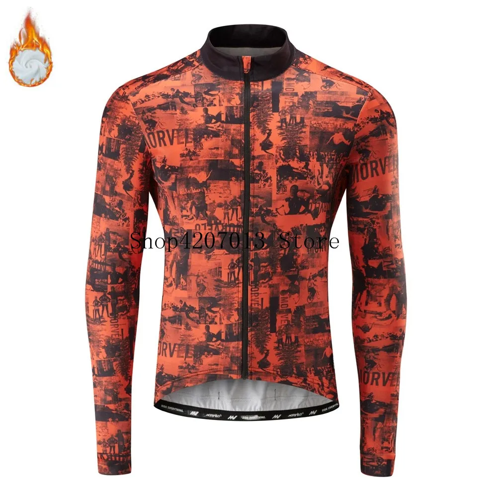Morvelo Ropa ciclismo теплая зимняя флисовая одежда для велоспорта Мужская Джерси Топы Для Прогулок верховой езды на велосипеде MTB Одежда