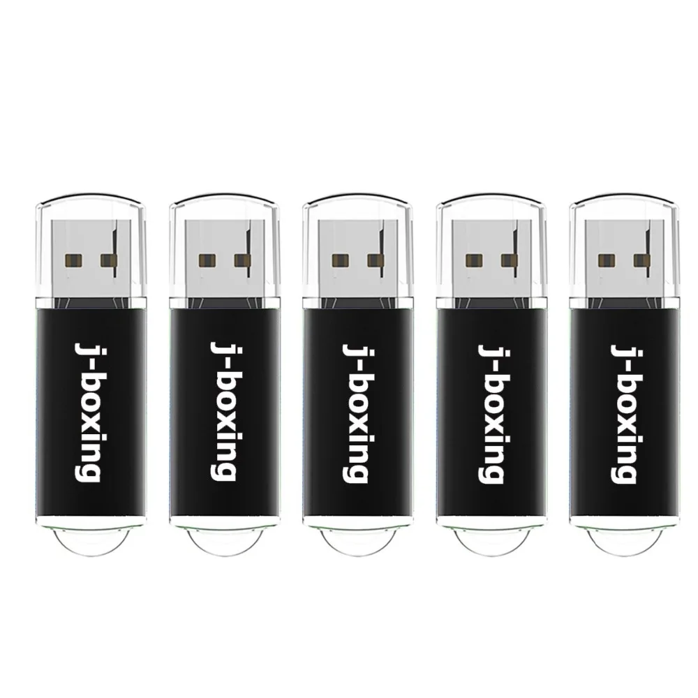 J-boxing USB флеш-накопители 1 Гб 2 Гб прямоугольные Pendrives 4 ГБ 8 Гб флешки с крышкой 16 ГБ 32 ГБ Jump Drives Black 5 шт./упак