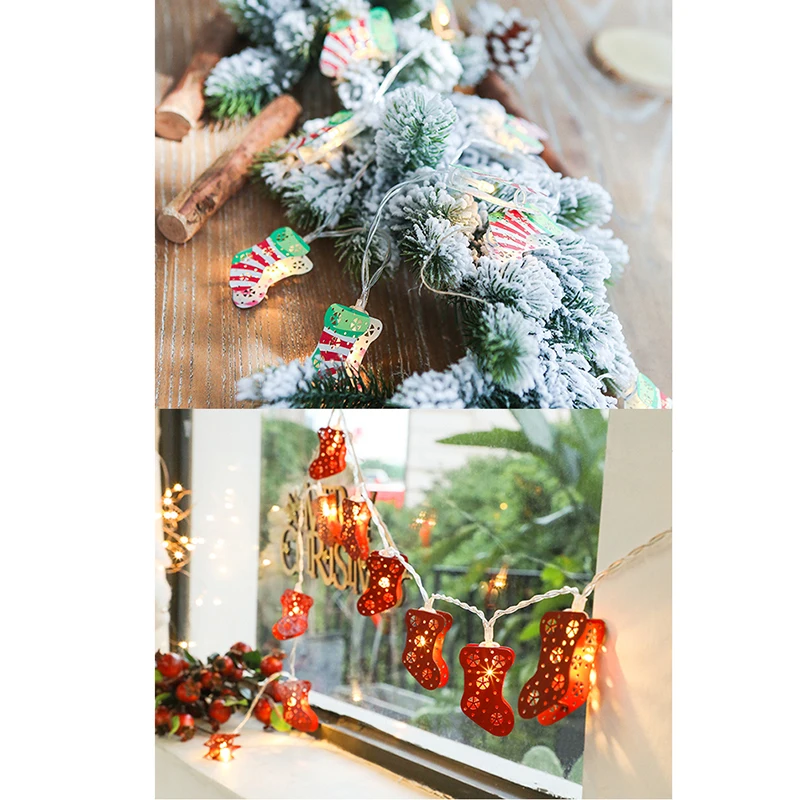 1pc Christmas Stocking LED String Light 10Leds Xmas Tree Party Room Decoration Lamp Warm white