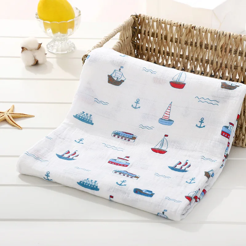 Мягкое муслиновое детское одеяло из хлопка, милое мультяшное одеяло для новорожденных, детское газовое одеяло для ванной, накидка для сна, чехол для коляски, игровой коврик - Цвет: Ship
