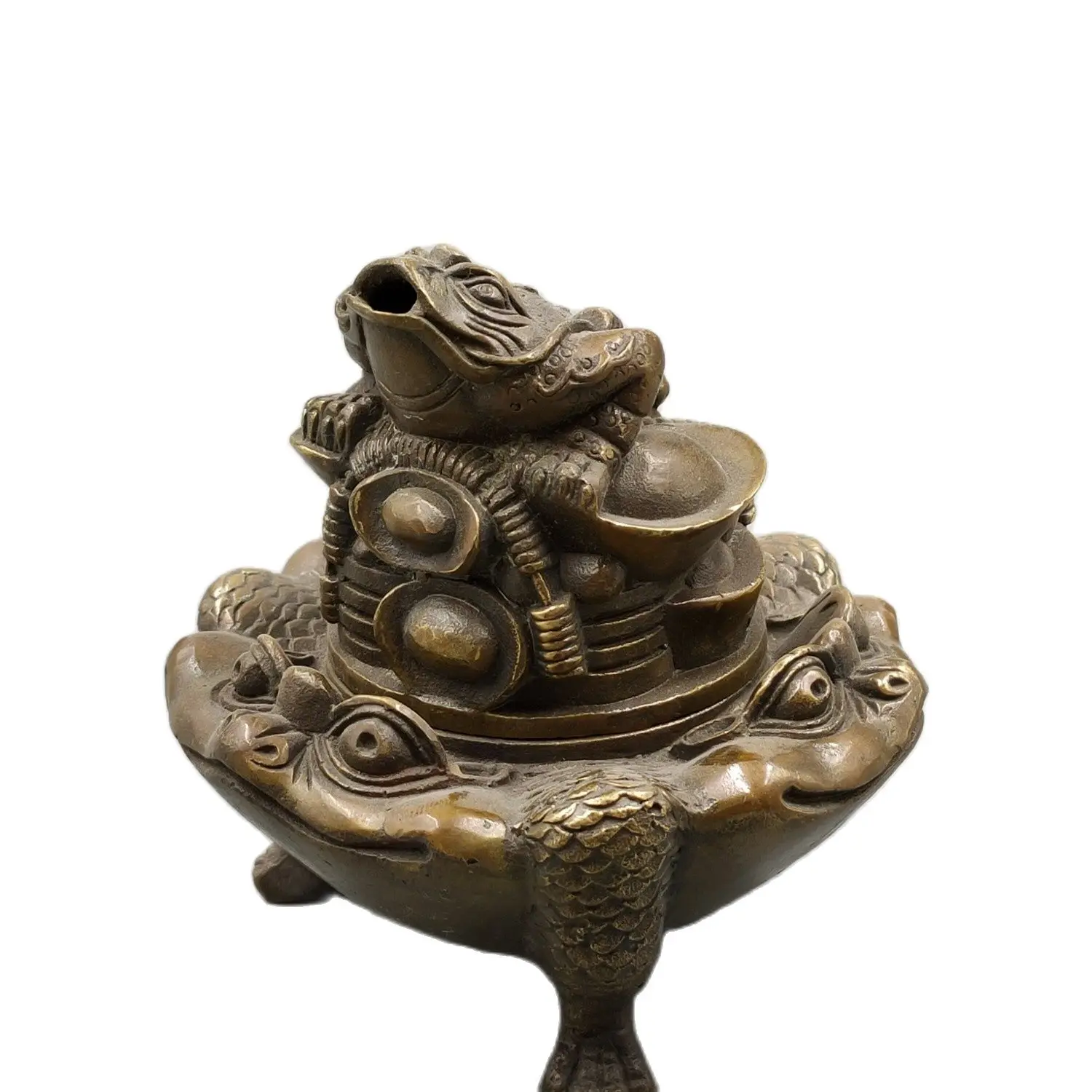 

Collection Chinese Old Handmade Bronze Golden Toad Censer ,Good Quality Antique Art Decoration Incense Burner Metal Crafts