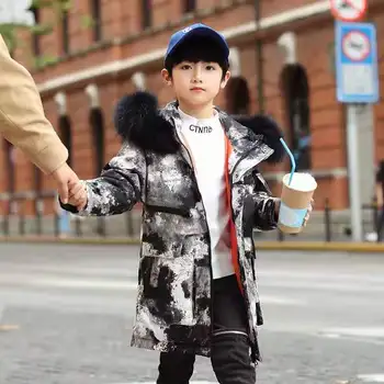 

Boys' down jacket 2019 new children's Korean version medium and long style westernized boys' thickened coat wholesale