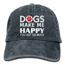 Собаки делают меня счастливым Вы не так много Джинсовая Шляпа Регулируемая тактическая бейсболка