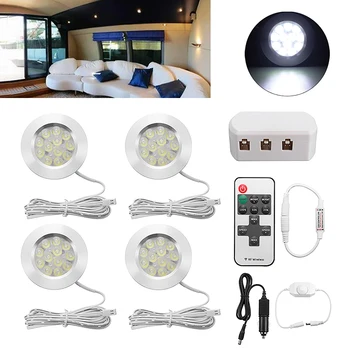 

4pcs Car Dome Light With Remote Control Whitr Decoration Lamp LED Spot Light For Camper Van Caravan