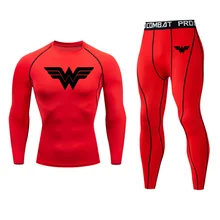 Wonder Woman новое осенне-зимнее термобелье для мужчин быстросохнущие эластичные компрессионные теплые кальсоны мужские повседневные термо-Набор
