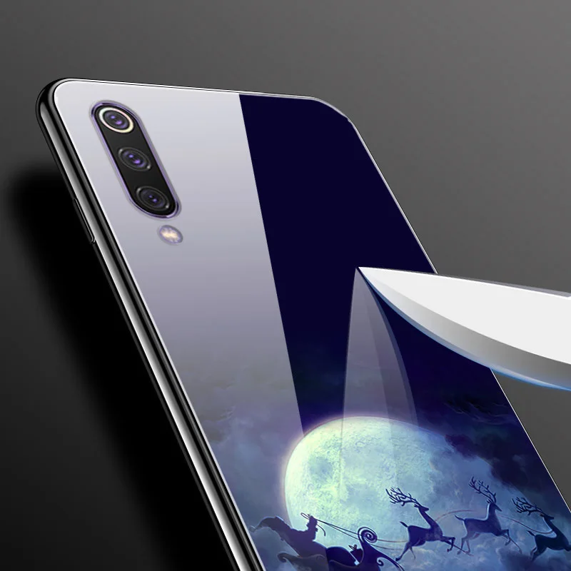 Рождественский чехол для телефона s для Xiaomi mi 9 mi 9 SE, чехол из закаленного стекла с цветами, чехол для телефона для Xiao mi 9 SE mi 9 SE, жесткий чехол-накладка