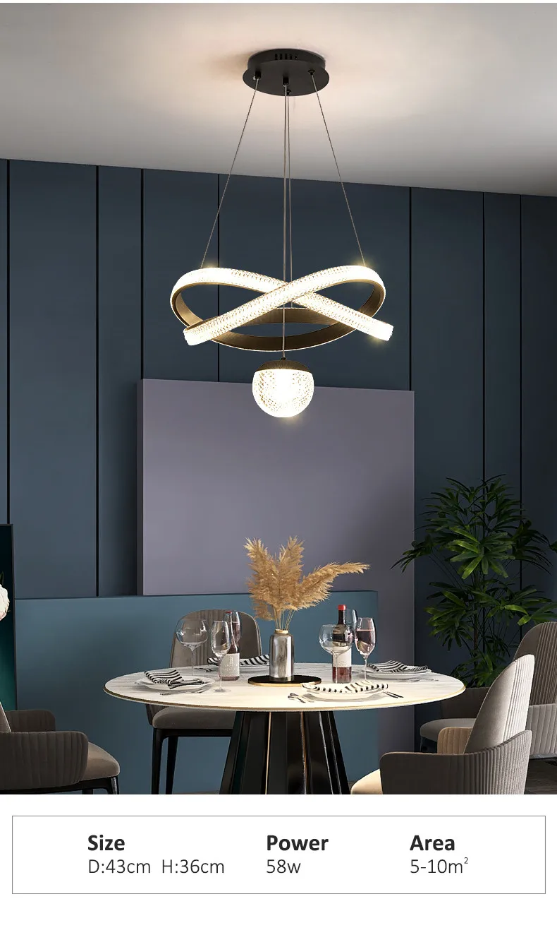 Light luxury dining room chandelier designer modern minimalist art three-head Nordic bedroom round table dining room lamp hanging lights for kitchen