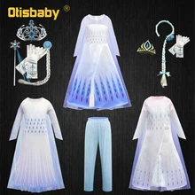 שלג מלכת 2 לבן בנות אלזה שמלת חג המולד אלזה תחפושת נסיכת פיות שמלה עבור בנות ילדים Masquerade שמלות שמלות תינוק(China)