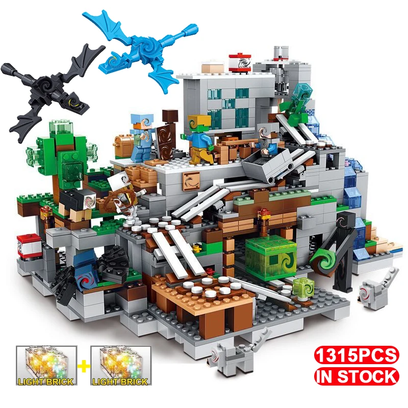 

LED Compatible Legoinglys Tree House Minecrafted Aminals figures Mechanism Mountain Cave my playmobil world building blocks toys