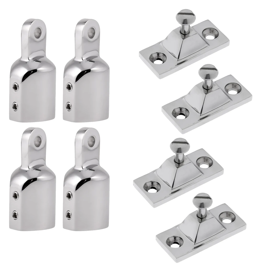 8x Solid Boat Bimini Top Cap External Pipe Eye End 25mm 1 inch Tube Deck Hinge - High Quality Canopy Hardware